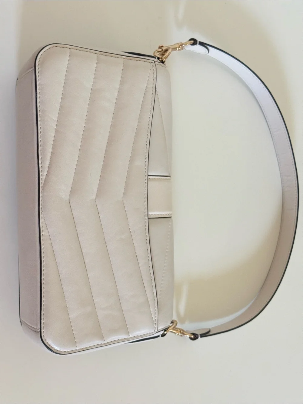 Coach White Quilted Leather Shoulder Bag with Gold Hardware
